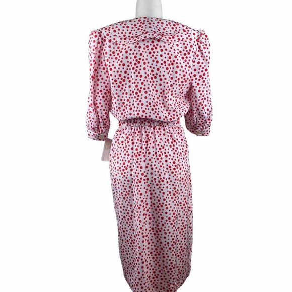 Vintage Hana Sung Red and White Polka Dot Wrap Dress - Picture 2 of 6
